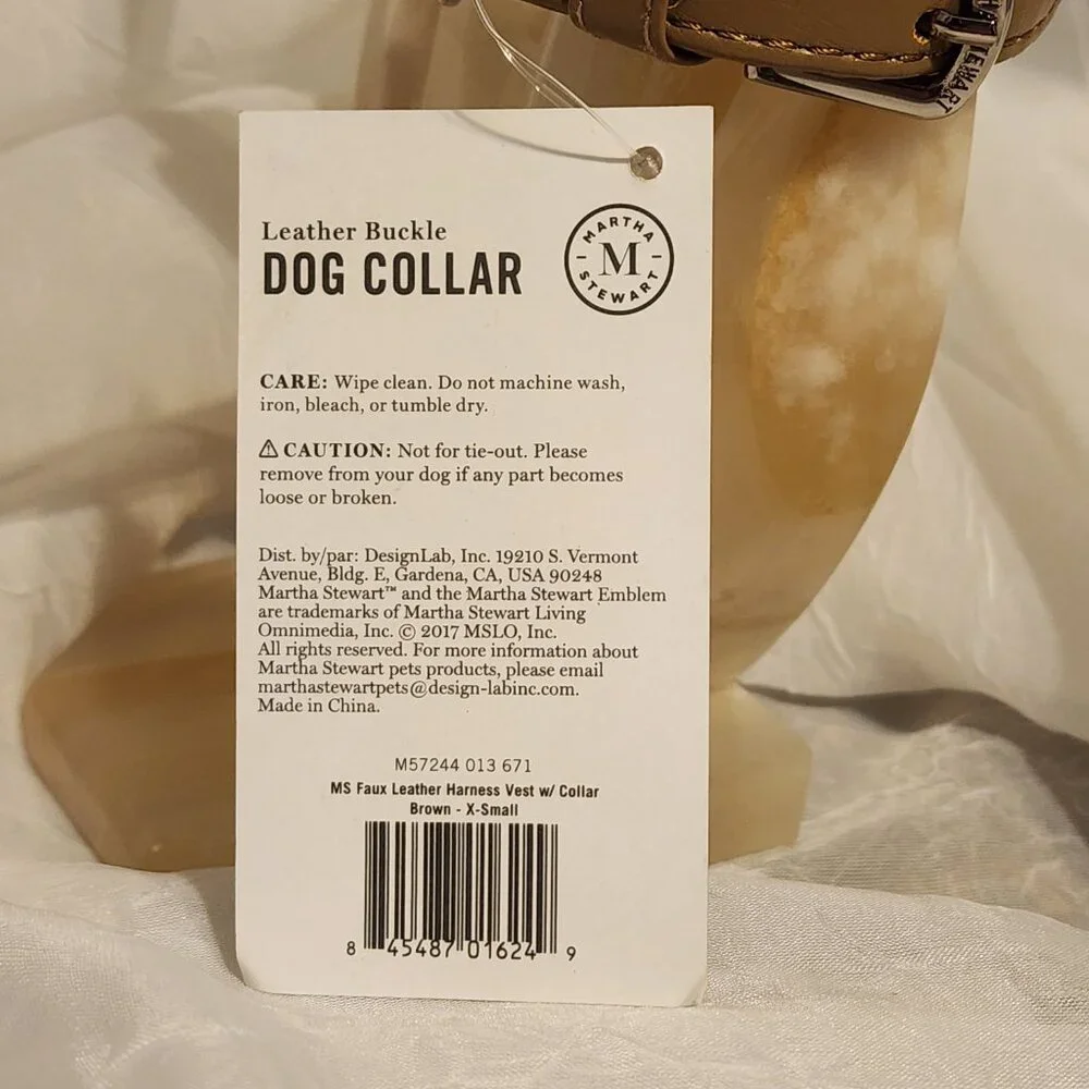 Leather Collar Dog / Cat - Size 12 - Martha Stewart